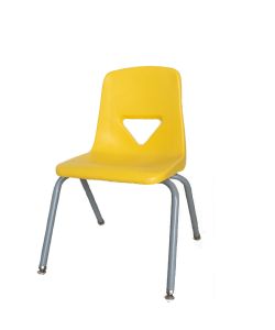 CLASS Silla escolar para niños con concha de polietileno en color amarillo, patas metálicas. Medidas: 13-1/2"