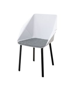 SPIRIT Silla SOHO en color blanco con asiento tapizado en gris, patas en color negro.